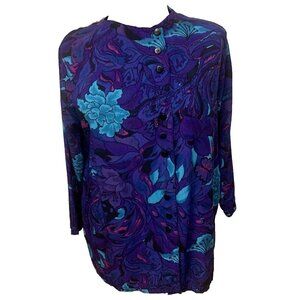 Alit Shop. Size 1X? Asymmetrical Button up. Long Sleeve Blouse. Rayon? B99